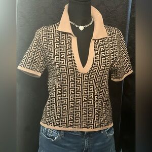 Debut Black and Tan Patterned Sweater